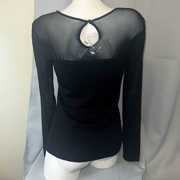 Cache Chest black sheer with Black rhinestones long sleeve with solid bottom. - Picture 9 of 14